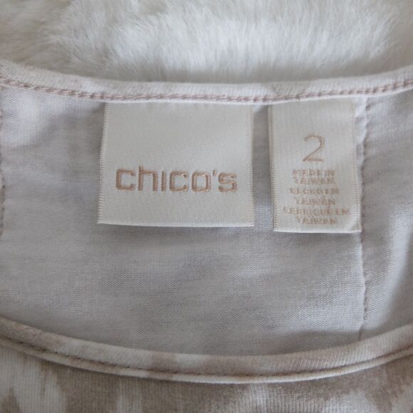 Chico's Floral Paisley Lace Detail 1/2 Sleeve Top Size 2 - Picture 7 of 10